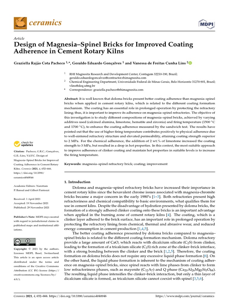 Design of Magnesia-Spinel Bricks For Improved Coat | PDF | Refractory ...
