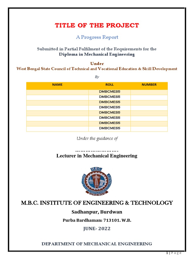 Model Project Report - Final Year | PDF | Educational Stages