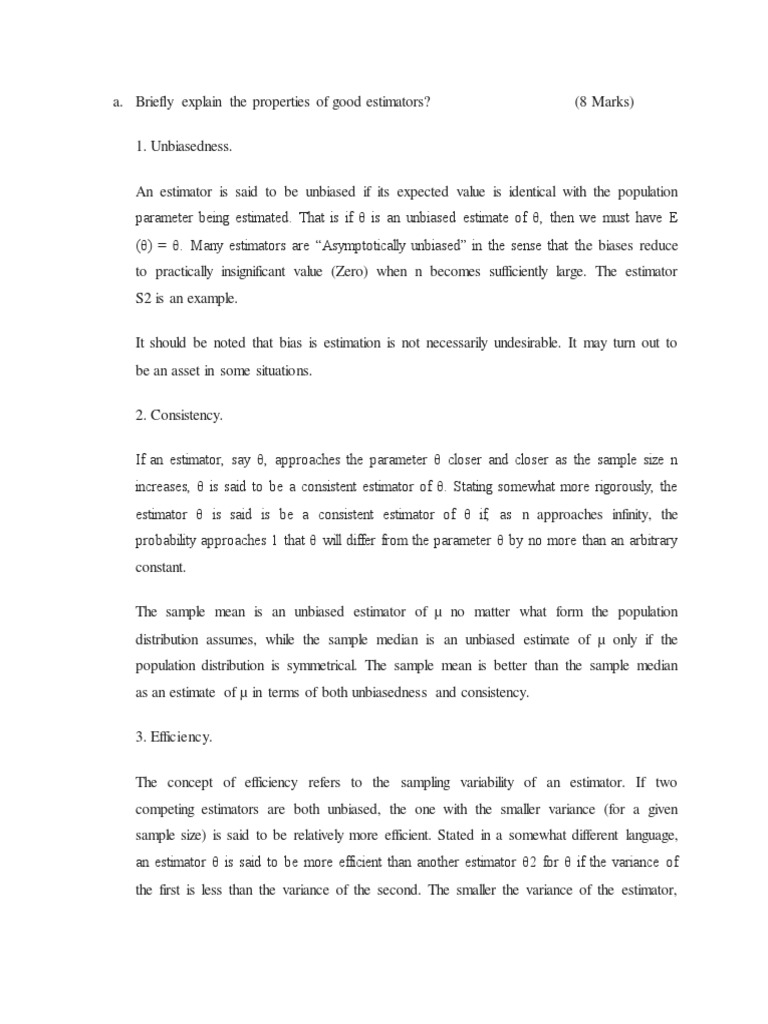 Asymptotic Properties Of Estimators