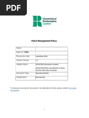 Patch Management Policy