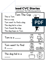 Short O CVC Stories Reading Comprehension English Worksheet