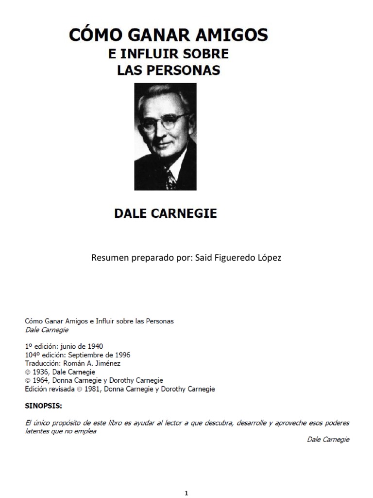 Cómo Ganar Amigos e Influir Sobre Las Personas (Resumen)