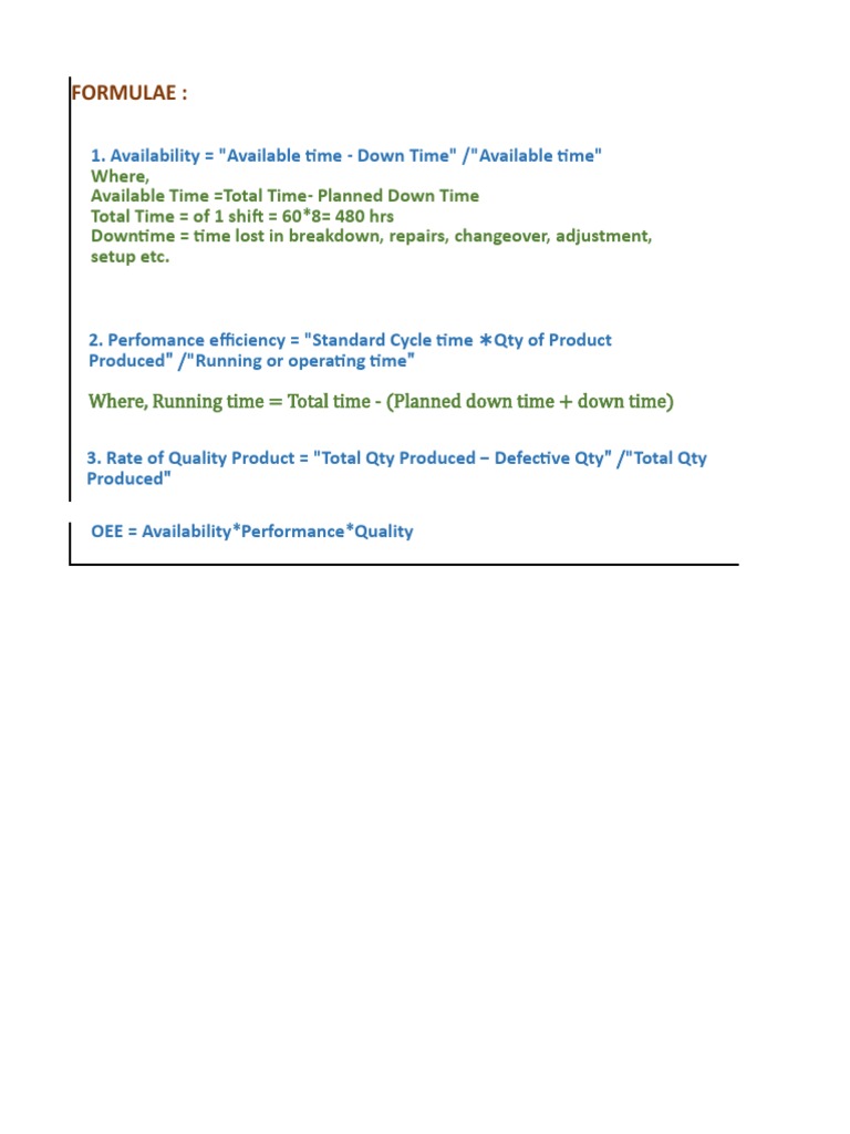 Excel Template Production Report With OEE.v.1 | PDF | Lean ...