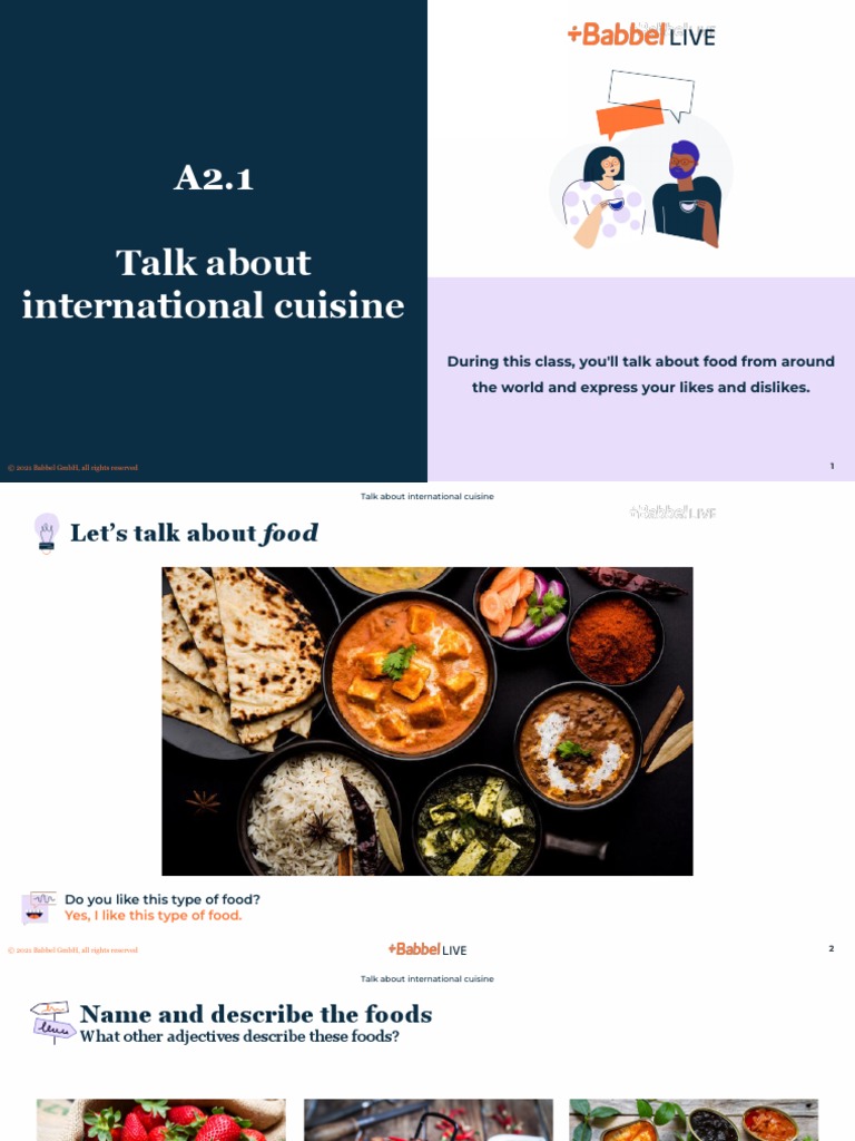 ENG A2 1 19 Talk About International Cuisine PDF Cuisine Korean Cuisine