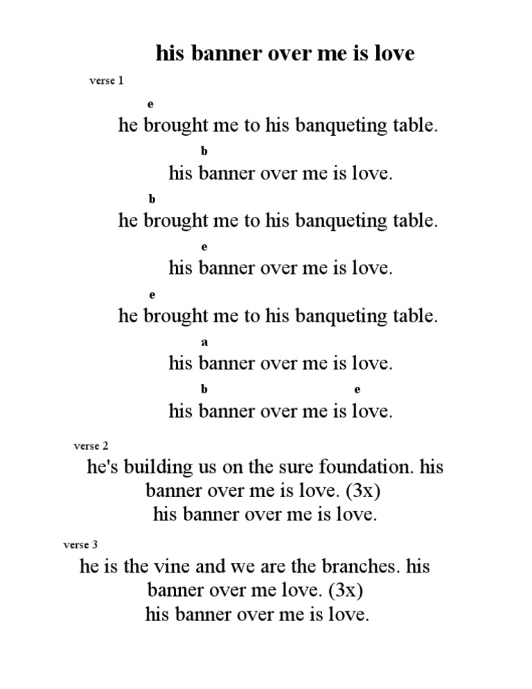 His Banner Over Me Is Love Lyrics | PDF