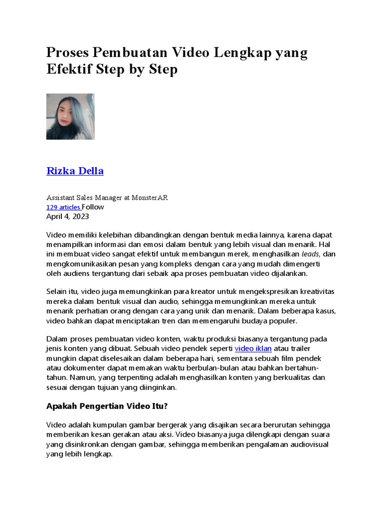 Tahapan Proses Pembuatan Video Efektif | PDF