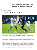 Ligue 1 - PSG-OM, Olympicos, PSG-Lens... Les Dates À Ne Pas Manquer de La Saison 2023-2024