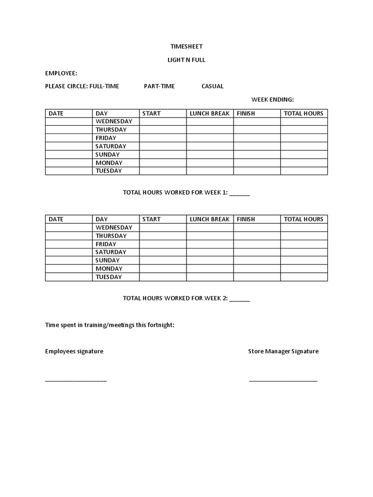 Timesheet Pdf