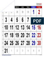 Calendario Julio 2023 Espana Horizontal Grandes Cifras