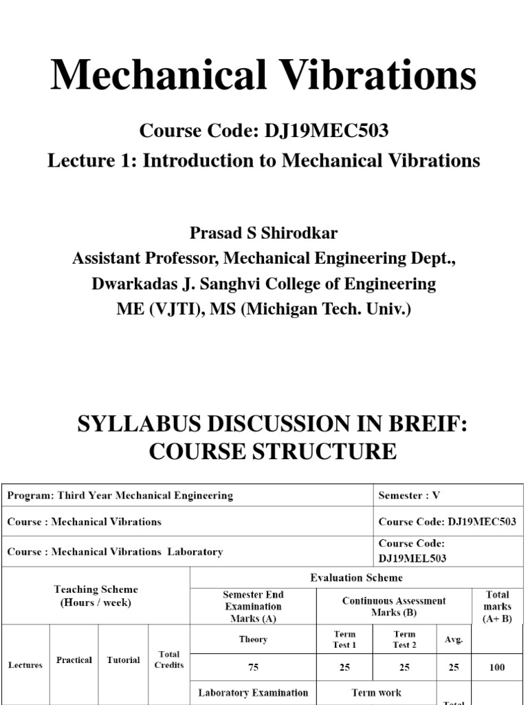 Mechanical Vibration Basics | PDF | Oscillation | Nonlinear System