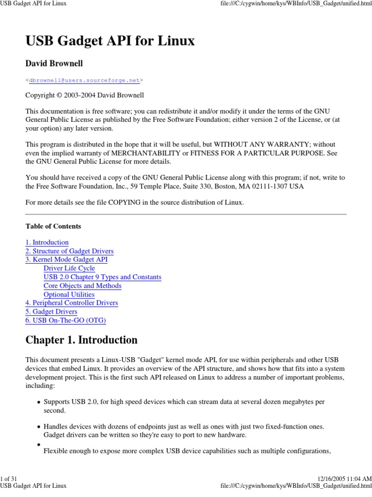 Usb Gadget Driver PDF Device Driver Usb