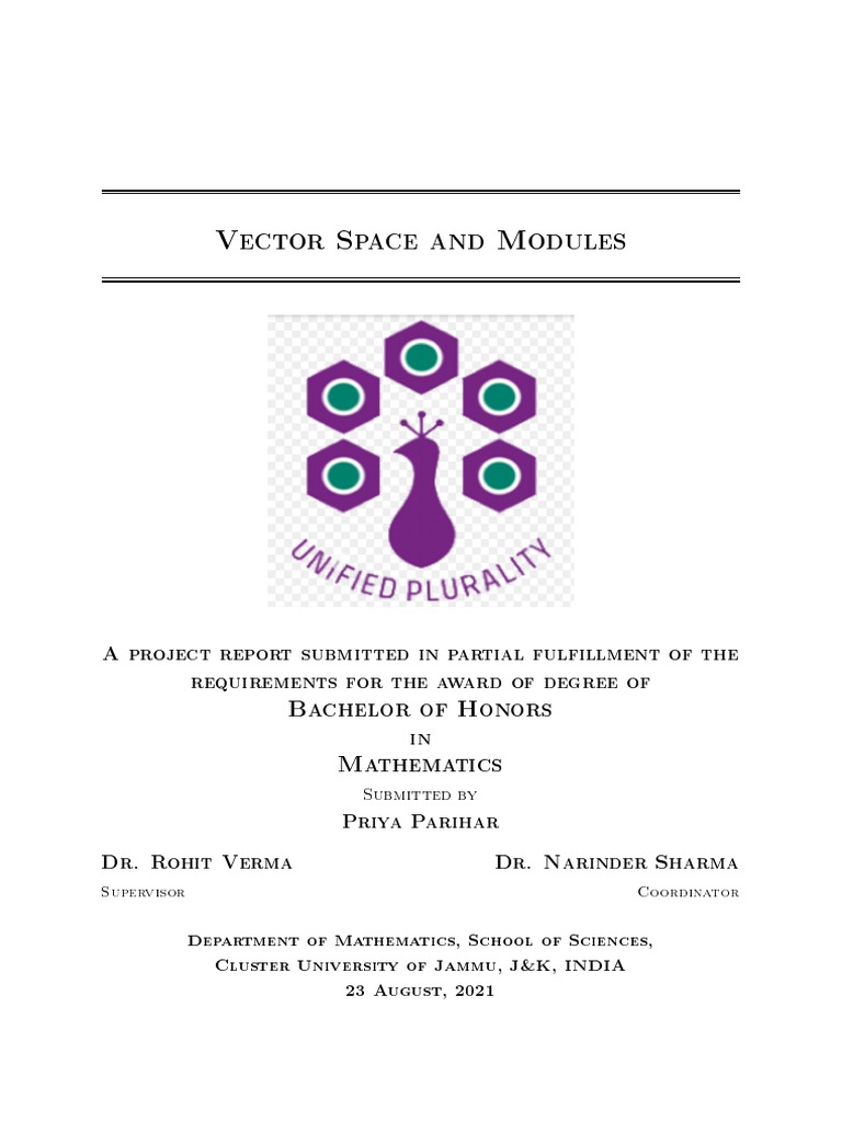 Vector Spaces Project-F | PDF | Linear Subspace | Linear Map