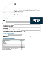 Personality Disorder Pre-Assessment Questionnaire
