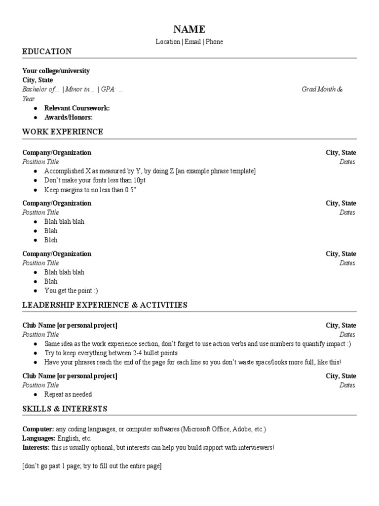 Resume Template (MAKE A COPY) PDF Software Engineering Software