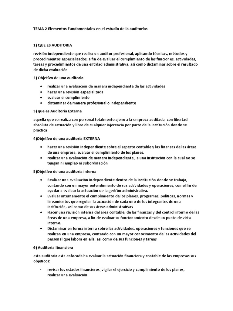 Elementos Clave de Auditorías PDF | PDF | Auditoría | Contralor