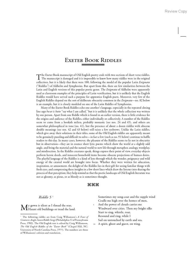 Reading 3 Old English Riddl | PDF | Riddle | Poetry