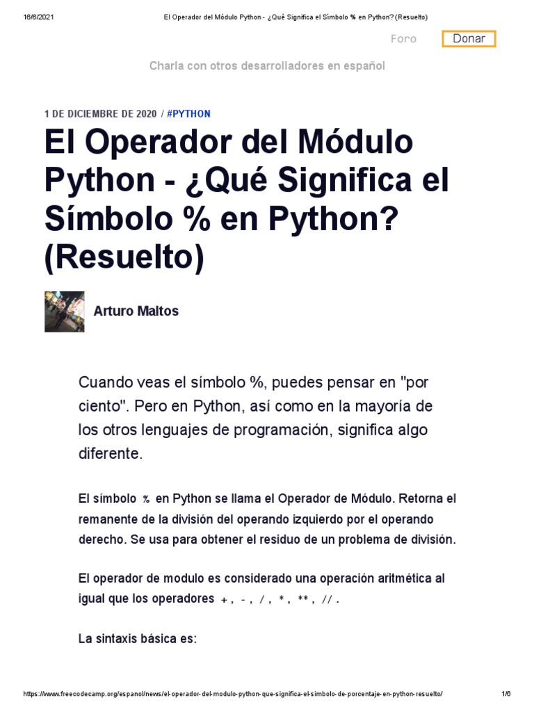 El Operador Del Módulo Python - ¿Qué Significa El Símbolo % en Python ...