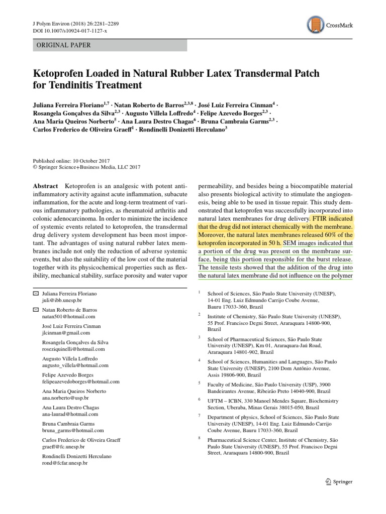 Ketoprofen Transdermal Patch in Latex | PDF | Deformation (Engineering ...