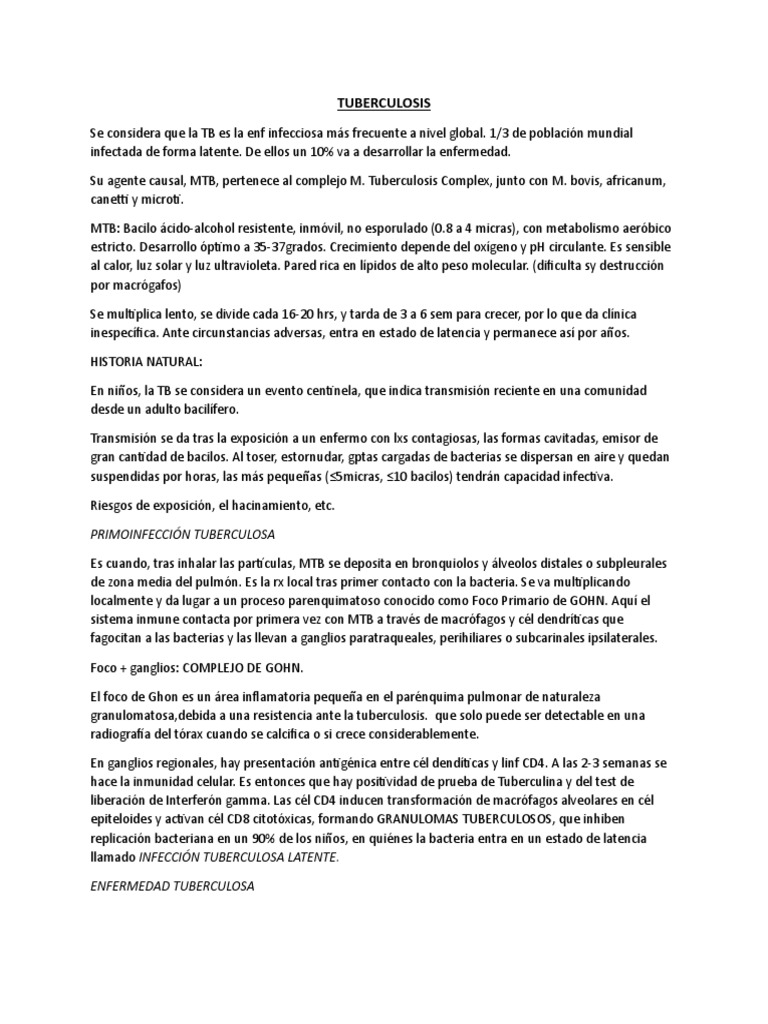 TUBERCULOSIS | PDF | Tuberculosis | Inmunología