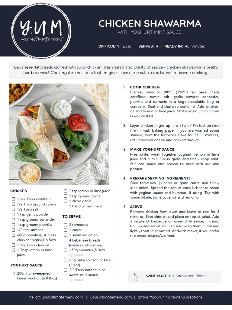 Chicken Shawarma Recipe with Sauce | PDF | Garlic | Food And Drink