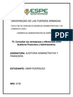 T4 Consultar Las Semejanzas y Diferencias Entre Auditoría Financiera y Administrativa.