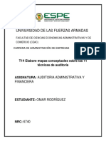 Universidad de Las Fuerzas Armadas: T14 Elabore Mapas Conceptuales Sobre Las 11 Técnicas de Auditoría