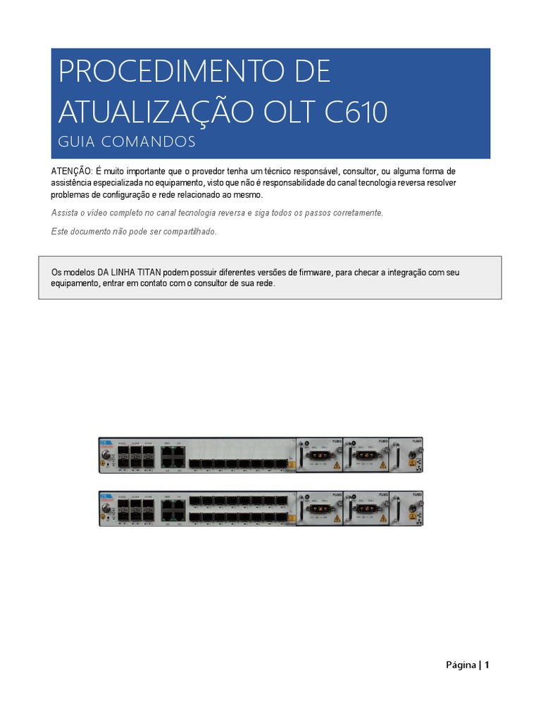 Atualização da OLT ZTE C610 | PDF | Negócios