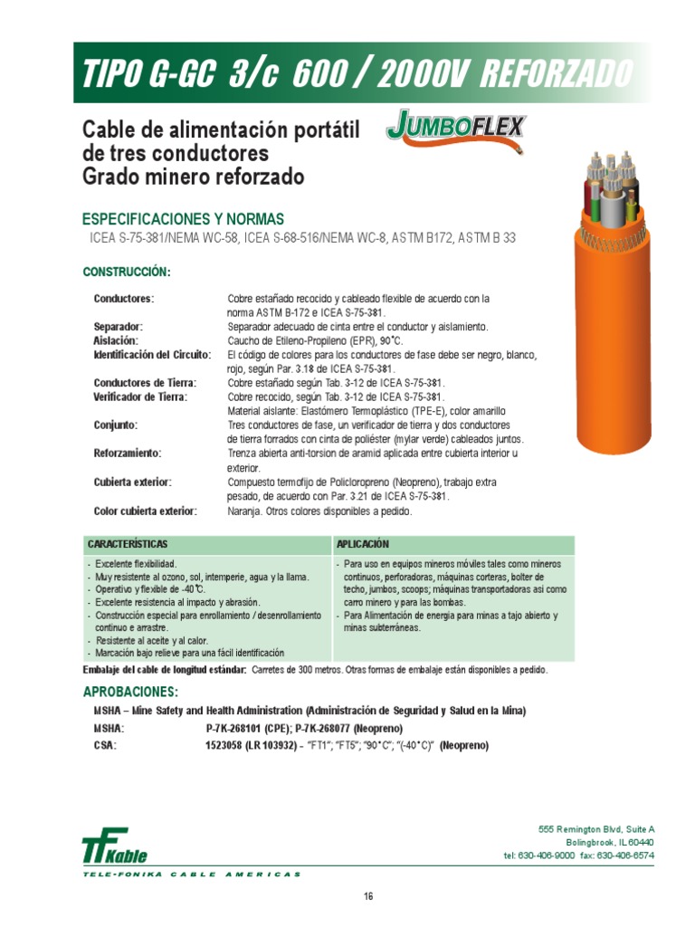 G-GC 2kV JUMBOFLEX | PDF | Conductor electrico | Cobre