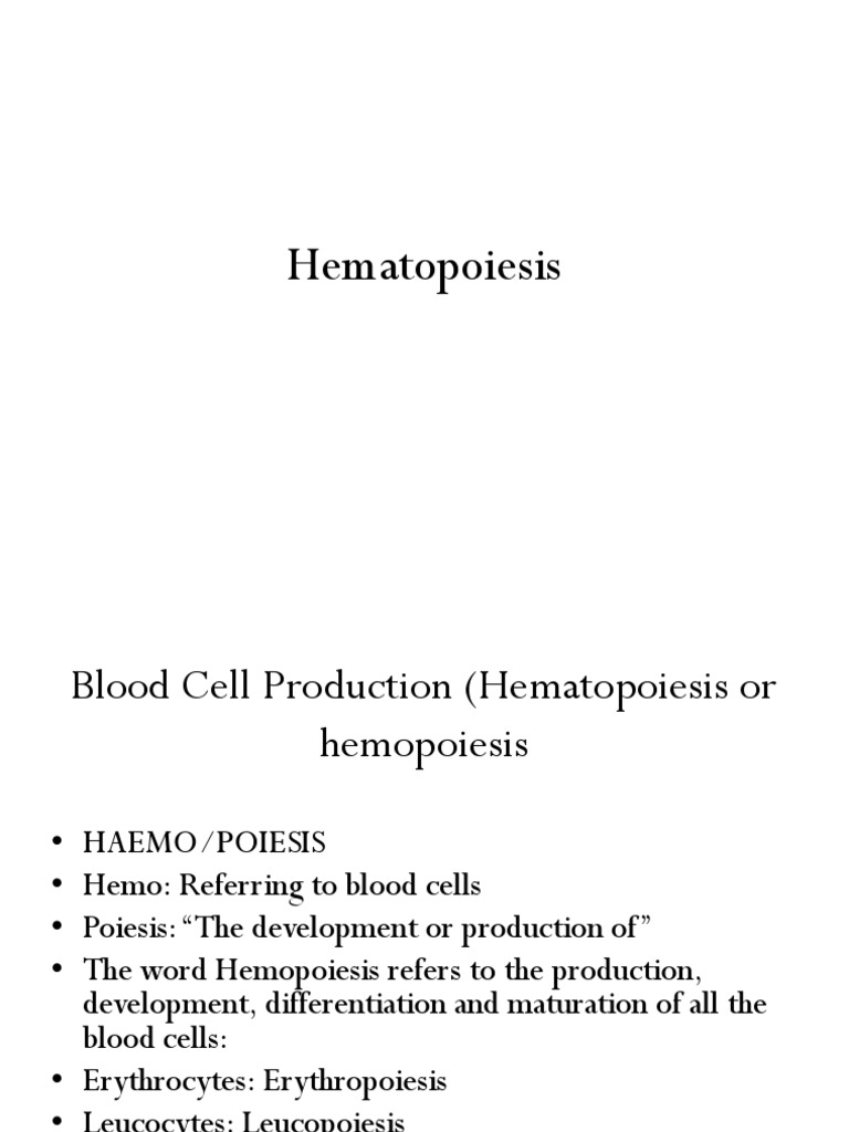 Hematopoiesis | PDF | Haematopoiesis | Red Blood Cell