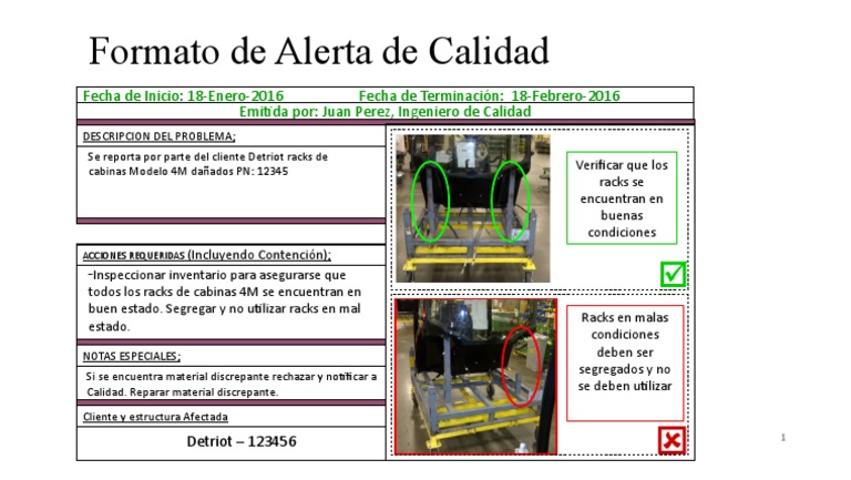 D3 - Formato de Alerta de Calidad | PDF