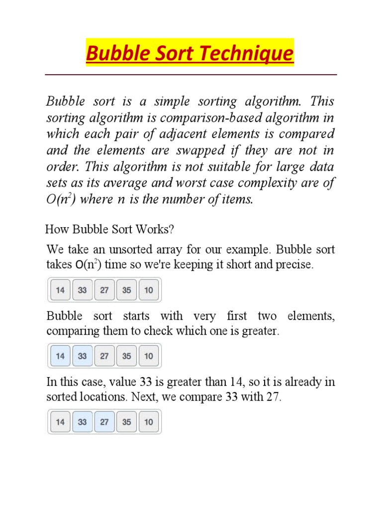 Bubble Sort Technique | PDF | Software Engineering | Computing
