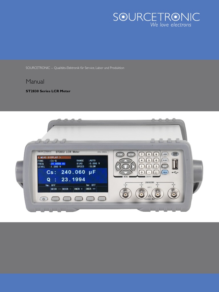 St2830 LCR Meter | PDF | Frequency | Electrical Impedance