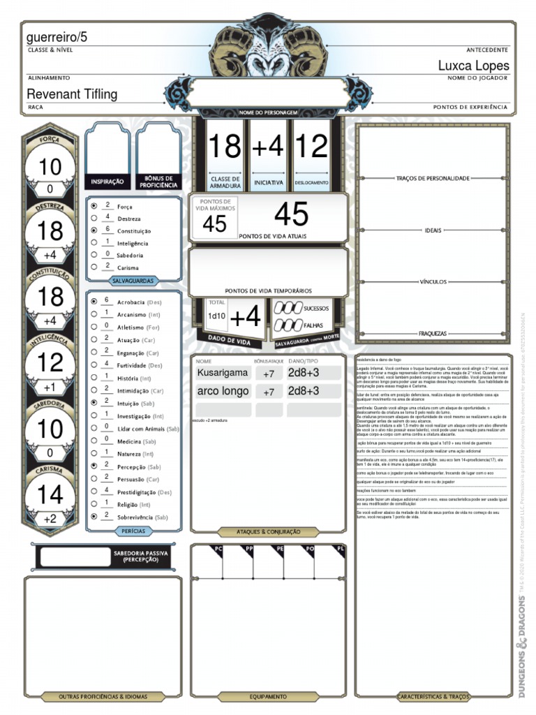 FichaEcho Knight PDF