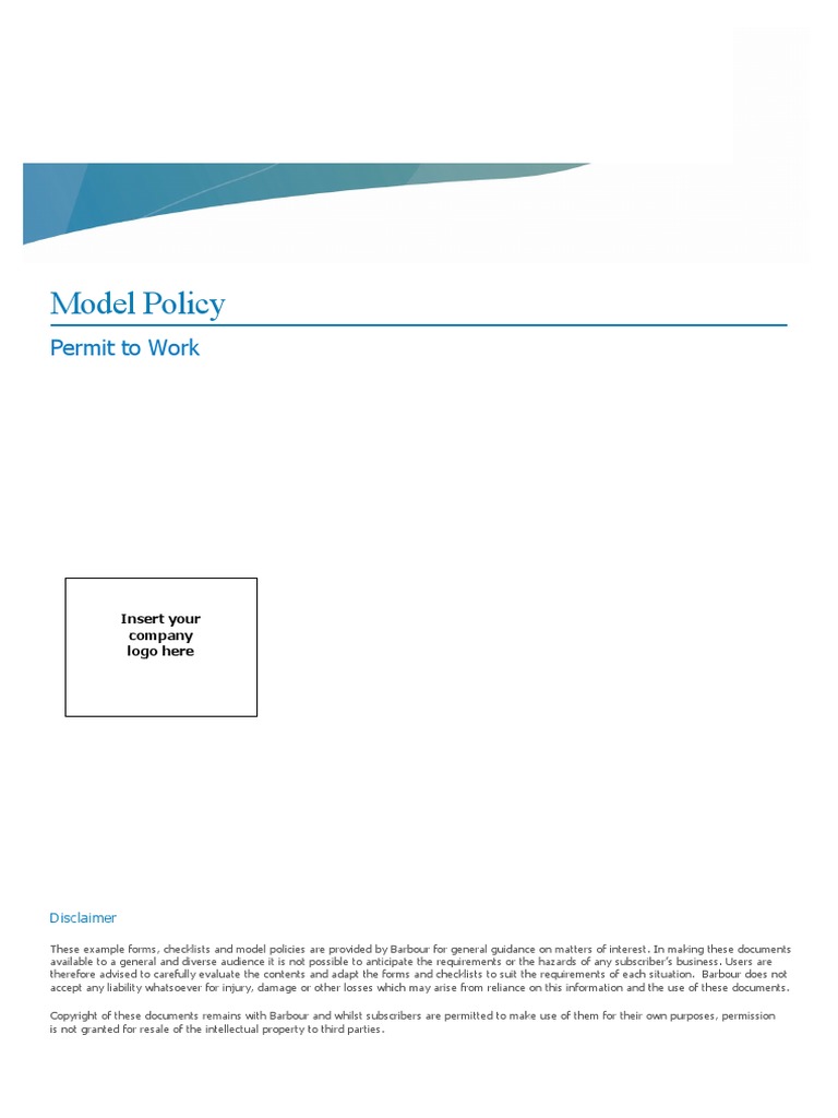 Permit To Work Policy | PDF | Occupational Safety And Health | Safety