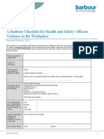 Checklist: A Barbour Checklist For Health and Safety Officers: Violence in The Workplace