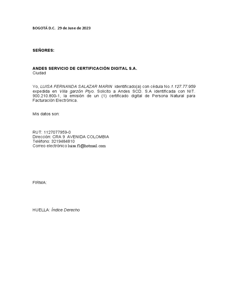 Solicitud de Certificado Digital para Facturación | PDF | Finanzas y dinero