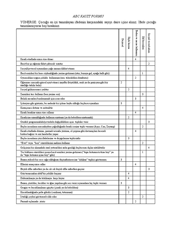 ABC Kayit Formu | PDF