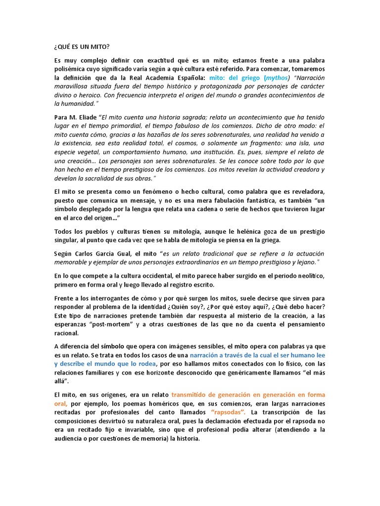 4 Lengua Qué Es Un Mito Pdf Mitología