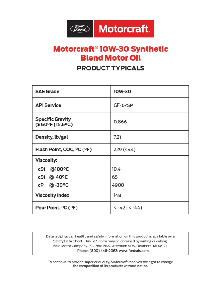 Product 10W30 Synthetic Blend | PDF