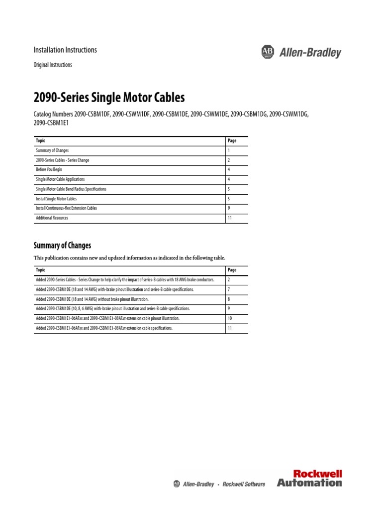 2090-Series Single Motor Cables: Installation Instructions | PDF ...