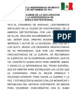 Acta Del Grito de La Independencia de Mexico