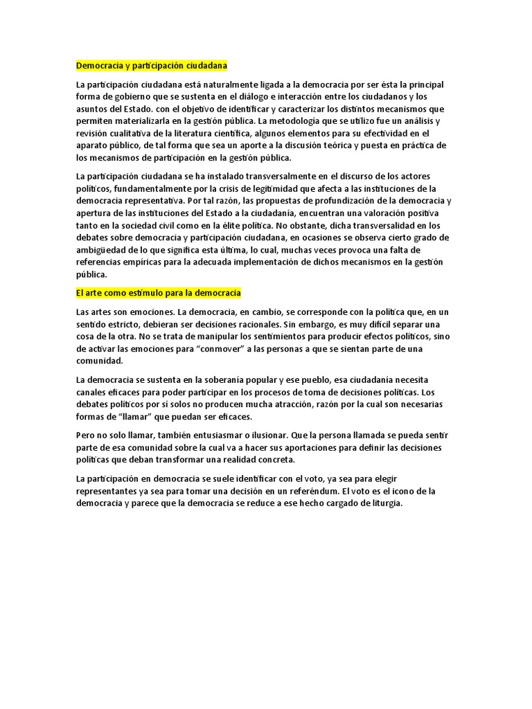 Mecanismos de Participación Ciudadana en Democracia | PDF | Democracia ...