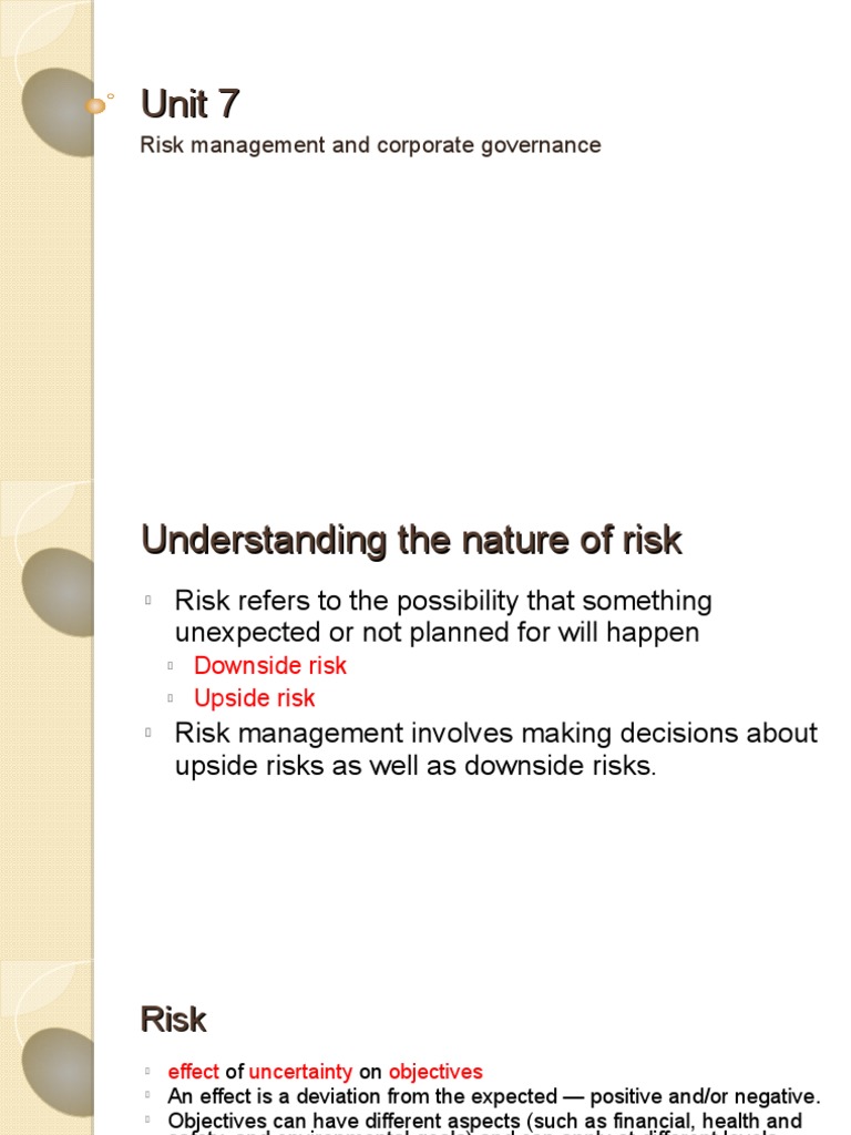 Risk Management and Corporate Governance | PDF | Risk | Internal Audit