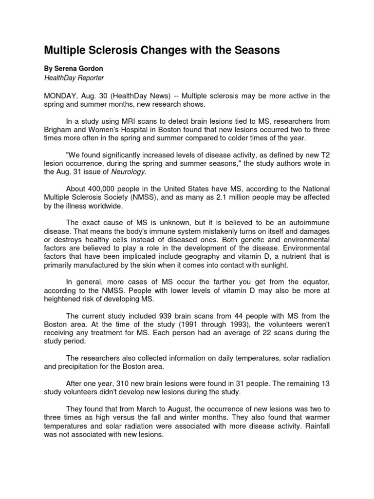 Multiple Sclerosis Pdf Multiple Sclerosis Vitamin D