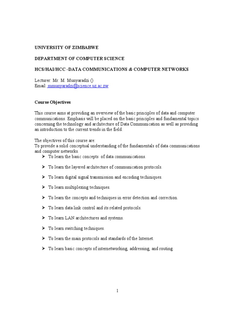 Data Communications Course Overview | PDF | Computer Network | Network ...