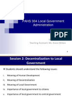 PAHS 304 Session 2 Decentralization To Local Government