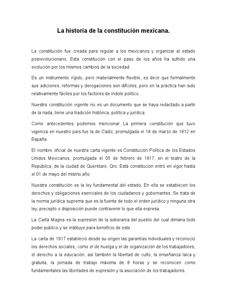 La Historia de La Constitución Mexicana Descargar gratis PDF