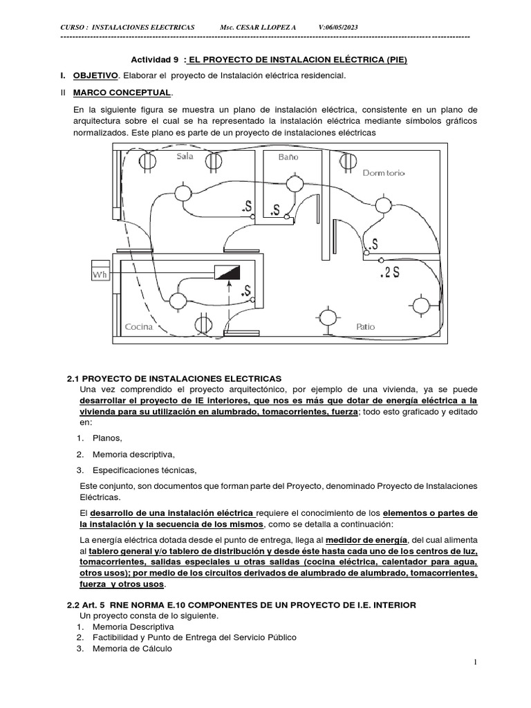 Actividad 9 PROYECTO INSTALACION ELECTRICA | PDF | Cableado eléctrico ...