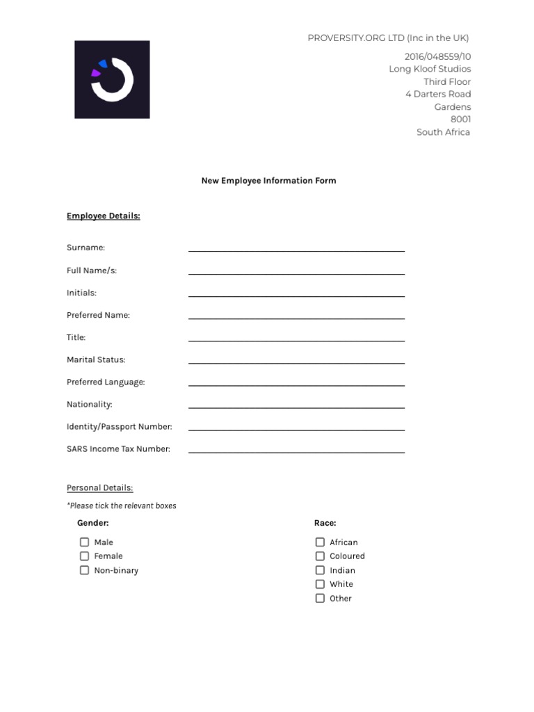 New Employee Information Form PDF Taxes Payments