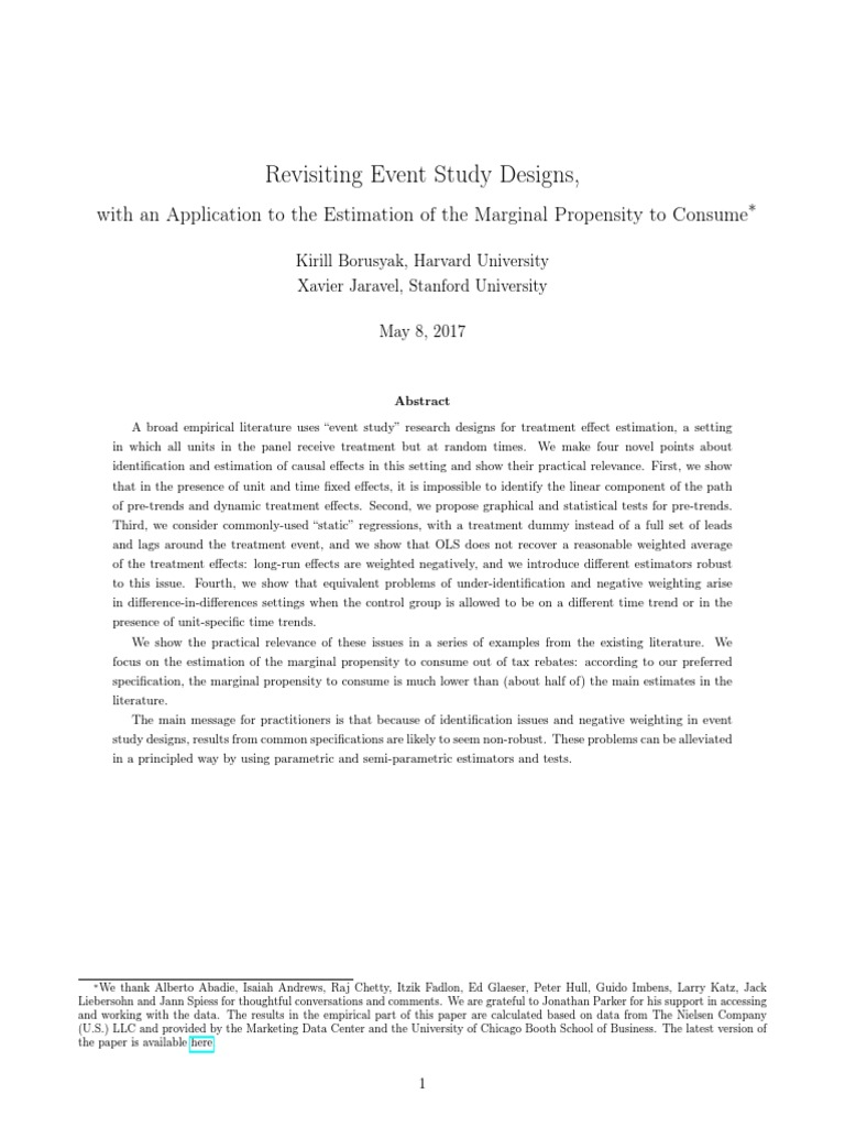 Borusyak, Jaravel - 2017 - Revisiting Event Study Designs | PDF | Fixed ...
